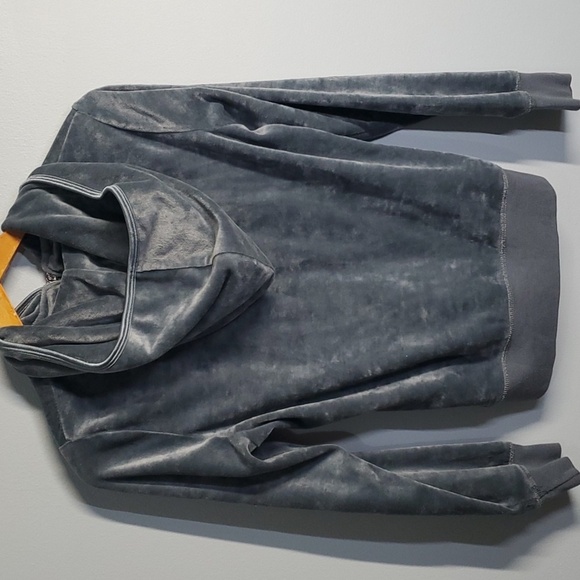 BCBG Maxazria jacket women's size medium grey zippered hooded hoodie vel… - Picture 3 of 13